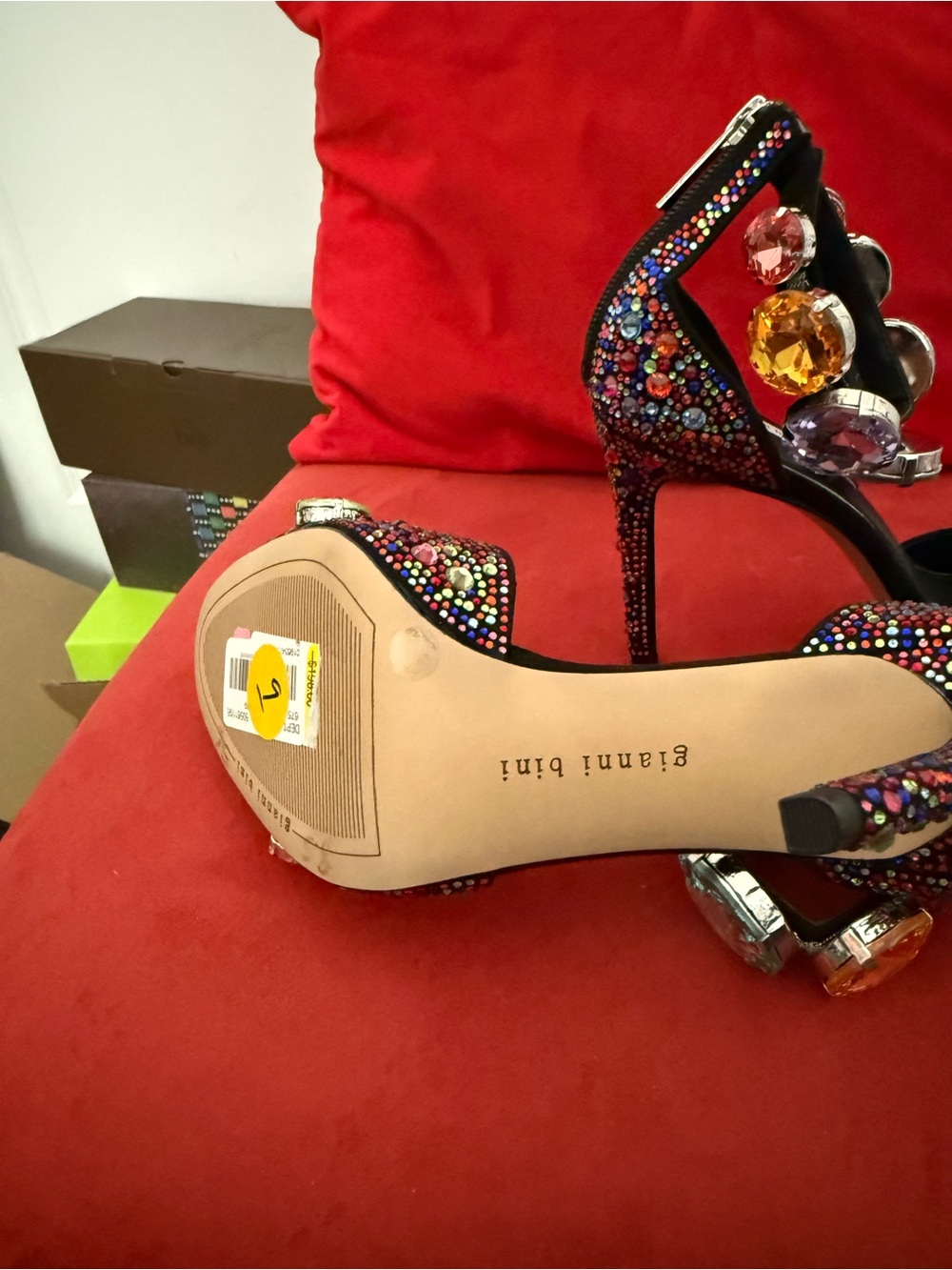 Gianni Bini Oaklynn Suede Rainbow Rhinestone Embellished Jewel Ornament Ankle Cu - Picture 6 of 7
